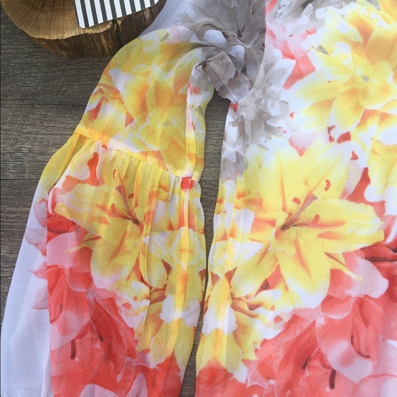 CALVIN KLEIN SHEER LAYERED FLORAL BLOUSE - Picture 6 of 6